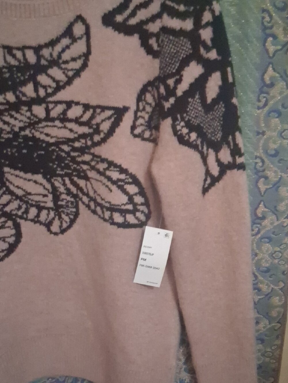Liz Claiborne Pink and Black Floral Knit Sweater - Picture 3 of 6